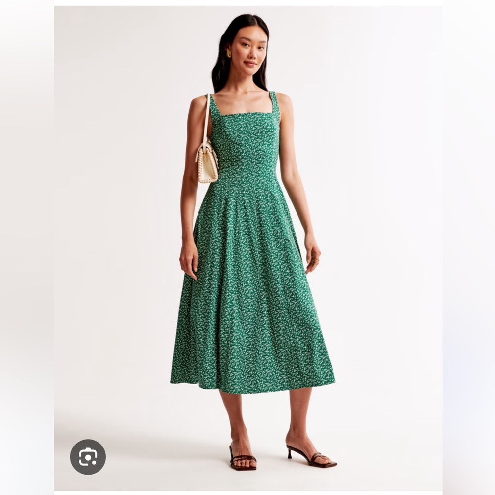 Abercrombie & Fitch Fit and Flare Stretch Midi Dress